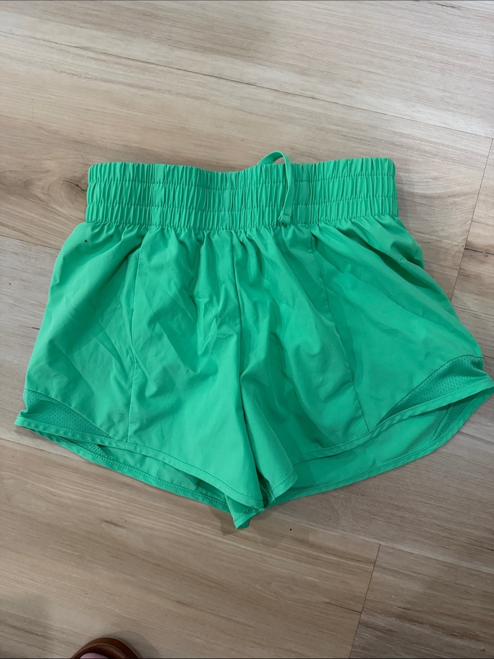 Athletic Works Women's Bright Green Athletic Shorts with Elastic Waist